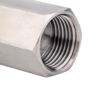 [Australia - AusPower] - 2pcs Pipe Fittings,Stainless Steel 3/8 NPT Female to 3/8 NPT Female Straight Hex Coupler/Coupling for Air, Liquid or Hydraulic Fitting,Industrial Air Tool Hose 3/8 Inch 