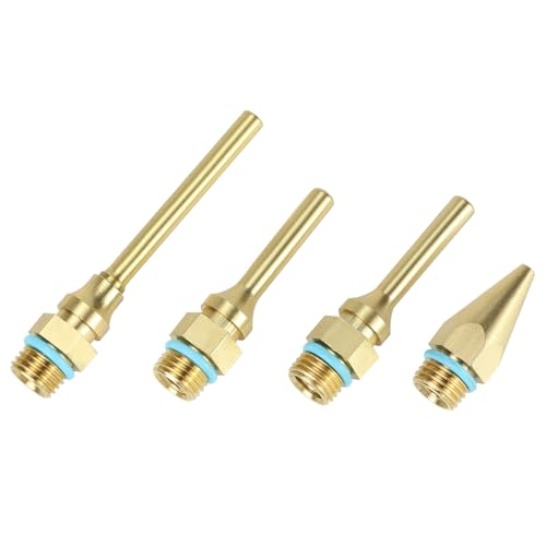 QWORK pure copper glue gun nozzle set, 4-piece replacement tips in assorted sizes for hot melt glue guns