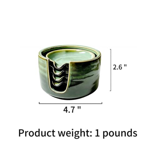 WF Ceramic Spoon Rest, Stove Top Spoon Rest for Kitchen Counter, Cooking Utensil Set of 4, for a Tablespoon or Coffee Teaspoon (green) Green