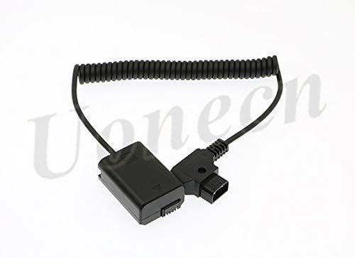 Uonecn NP-FW50 Dummy Battery to D-Tap Coiled Power Cable, 8V Camera Power Cord for Sony Alpha a7 a7R a7S a7II A6000 Series Cameras, Stretchable 12-36in A7 spring cable