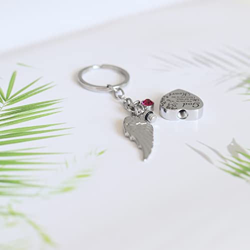 Heart Urn Necklace for Ashes Cremation Jewelry Urn Keychain for Ashes with Birthstone Cremation Keychain January