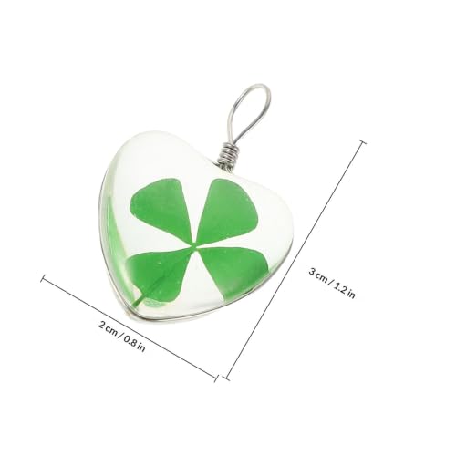 Cabilock 5pcs Glass Shamrock Heart Pendant for DIY Necklace Jewelry Making