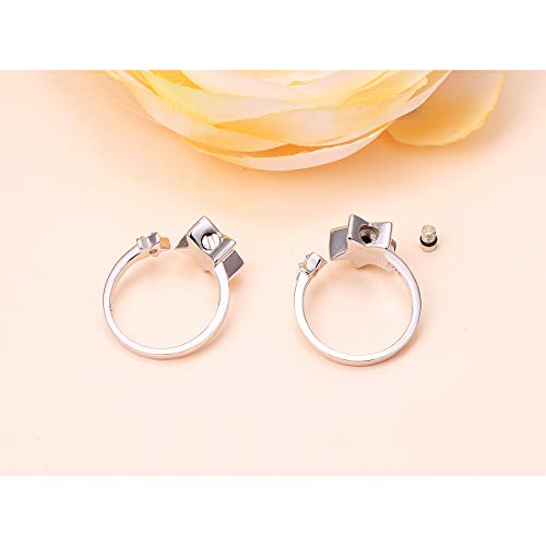 S925 Sterling Silver Star Cremation Urn Ring Always In My Heart Memorial Ashes Keepsakes Adjustable Open Thumb Finger Ring Memorial Day Jewelry for Women Stars Urn 9