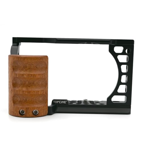 Camera Cage with Wooden Handgrip for Sony A6400 A6300 A6000 A6100 A6500 WoodGrip Included