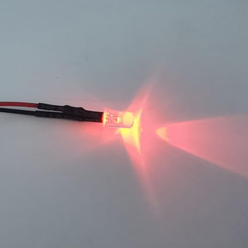 20pcs 12 Volt 5 mm Red Flashing LED Lights Emit Diodes Pre-Wired 7.9 Inch DC 12 V 1.5 Hz Single Colour Flashing LED Light Clear Lens Small LED Bulbs DIY Lighting Projects Red Blink