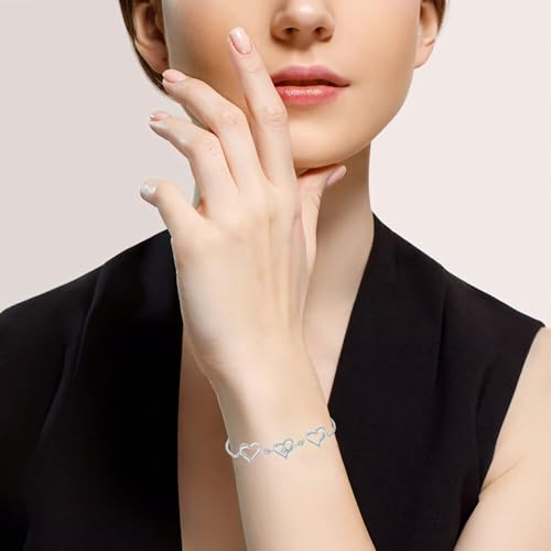 Cremation Jewelry Heart Urn Bracelet for Ashes for Women Cremation Link Memorial Urn Bracelet Jewelry Birthstone Bracelet Silver-white