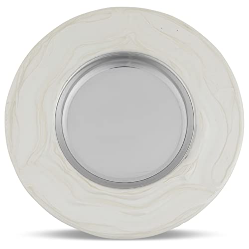 Zion Judaica Passover Seder Luxurious White Enamel Kiddush Cup Set Gift Boxed Polished Nickel Plated White Enamel Elegant Wine Cup 5.75" Elijah Goblet and Matching Tray Table Décor for Pesach Shabbos
