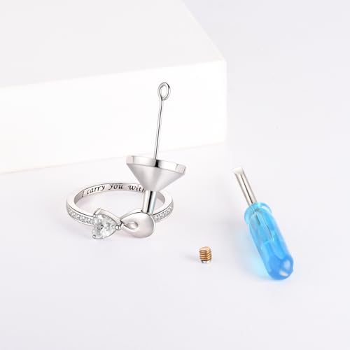 Fookduoduo Infinity Cremation Ring for Ashes - 925 Sterling Silver Cremation Urn Jewelry I Carry You with me Memorial Keepsake Locket Rings for Human/Pet Ash write CZ 6