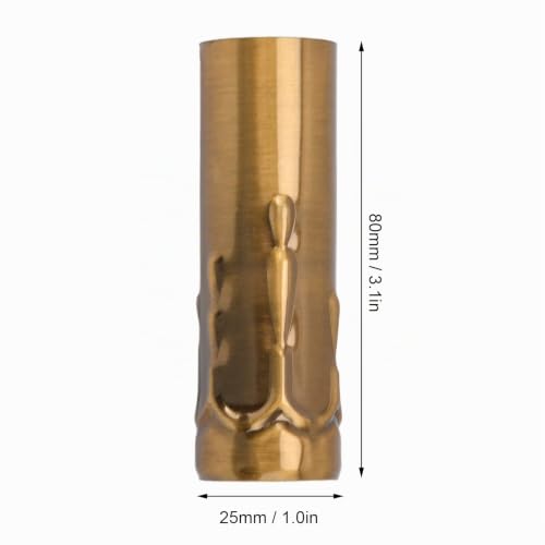 Pack of 10 Metal Candle Base Covers, E14 Candelabra Base Candle Lamp Holder, Metal Tube Chandelier Covers for Chandelier, Candle Lights, DIY Lighting (Gold Bronze)