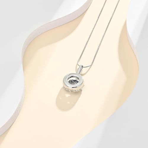 Tree of Life Circle Cremation Urn Necklace for Ashes Stainless Steel Memorial Ashes Keepsake Pendant with Cat Paw Detail for Women & Men Silver