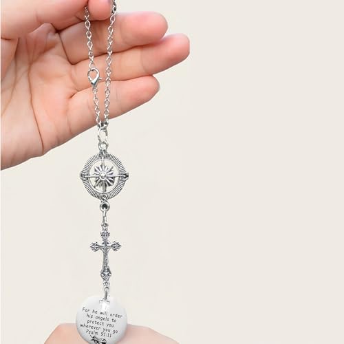 2 Pack Cross Car Charms, Religious Gift for Bible Verse Psalms 91:11