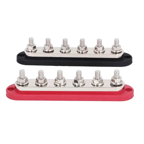 Busbar 300A 12-48V 5 Terminal Bolts Earthing Busbar with Protective Cover for Automobile Cars Boats Block Brass Busbar Terminal Block for