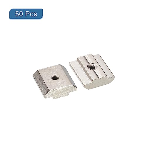uxcell T Nuts, 50pcs - Nickel Plated Carbon Steel T Slot Bolts, 3030 Series M3 Hammer Head Fastener, Sliding T Nuts for Aluminum Extrusion Profile (Silver)
