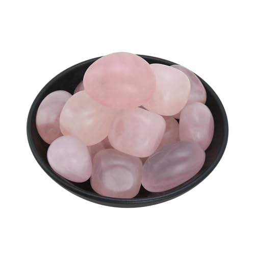 Rose Quartz Crystals Stone, Polished Stones & Rocks, Natural Healing Crystals for Chakra Balancing, Meditation, Spiritual Decor, Tumbled Stones for Energy, Reiki,Gifts (0.5LB) Rose