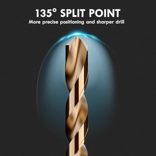 MACXCOIP 60-piece cobalt HSS jobber drill bit set, #1–60 number sizes in organized case