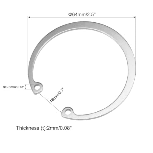 uxcell 64mm external circlips, 304 stainless steel C-clip retaining snap rings, 10-piece set