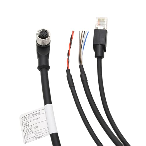 M12 Aviation Connector Cable for DJI Livox Mid-360 LiDAR Sensor Power Network Ethernet to Computer Debug, 12 Pin Female Right Angle to RJ45 Flying Leads, 1.5m 1.5 m 1-to-3 splitter cable with angled M12 12-pin