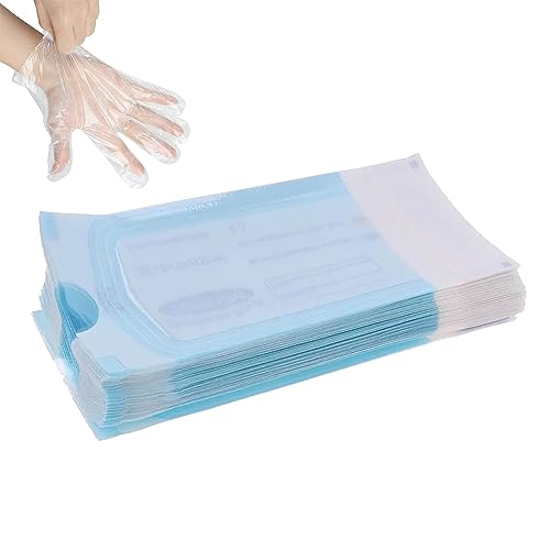 Disposable Sterilisation Bags, 100 x Sterilisation Bags 9 x 16.5 cm with Sealing Sterilising Bag, Sterilising Bag for Autoclaves, Self-Adhesive, Sterilising Bags for Autoclaves