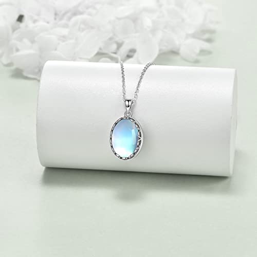 VONALA Urn Ashes Moonstone Necklace 925 Sterling Silver Pendant Memorial Keepsake Necklace Cremation Jewellery Gifts for Women Girls