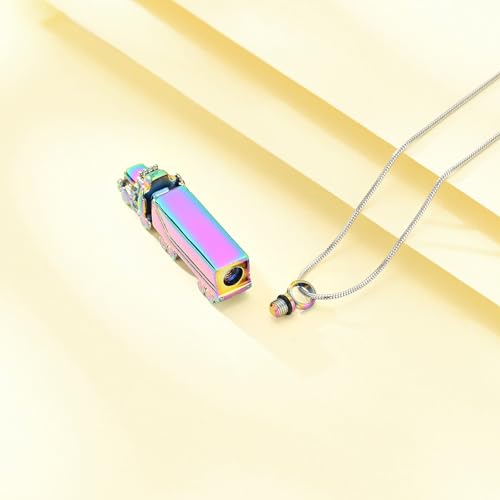 Urn Necklace for Ashes 18 Wheeler Semi Truck Cremation Jewelry for Men Memorial Urn Pendant Ashes Locket Necklace Keepsake Gifts Rainbow