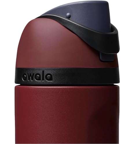 Owala Freesip Insulated Stainless Steel Water Bottle with Straw, Burgundy Bay, 24 oz