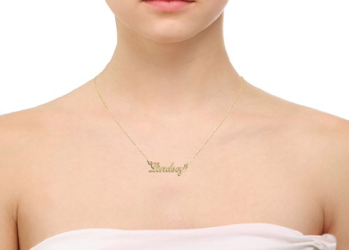 Small 9ct Yellow Gold Plated Sterling Silver Carrie Style (Sex & The City) Personalised Name Necklace With 18" (46cm) Trace Chain In Presentation Gift Box - ANY NAME MADE (See Description)
