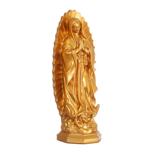 KOMI Virgen de Guadalupe Statue 7.5 Inch Resin Our Lady of Guadalupe Mexico Figure Statue for Home Altar Decor Blessed Holy Mother Virgin Mary Sculpture Religious Gifts Gold 7.5Inch