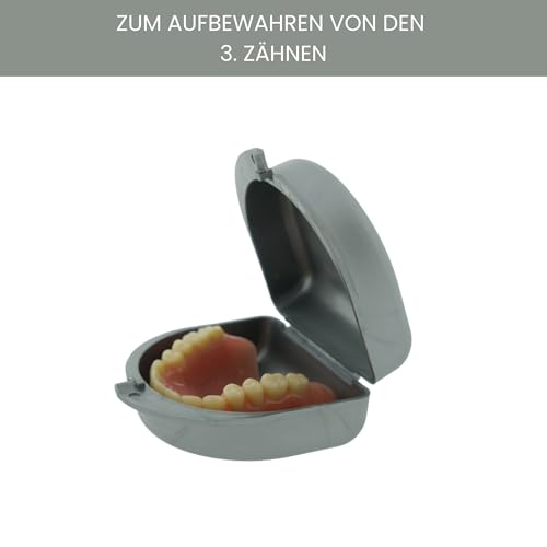 Dr. Bauer's Braces Box, Orthodontic Box, Dentures, 4.10 cm, Silver | Hygienic storage box for braces, with air holes (silver and 4.10 cm high) 4.10 cm