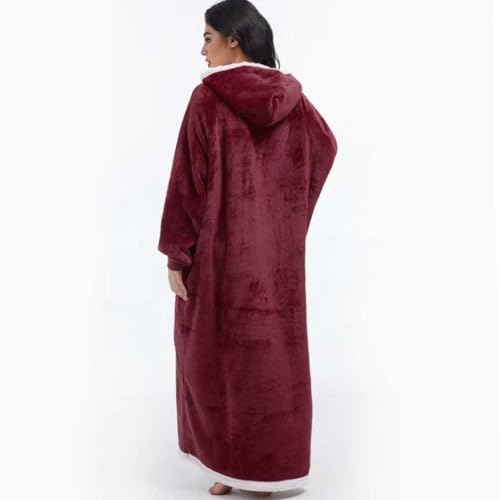ForBaysy Oversized Wearable Blanket Long Hoodie for Adults Thick Sherpa Fleece Sweatshirt with Giant Pockets Rossi
