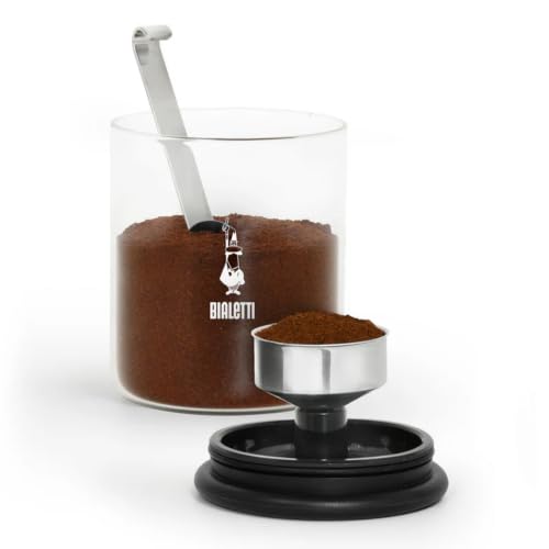 Bialetti Smart Coffee Jar: Glass Coffee Canister with Airtight Lid to Preserve the Aroma of the Coffee (8.8oz - 250g) Small