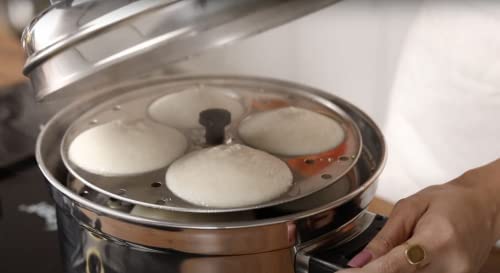 Vinod Stainless Steel Idli Stand – 5 Tier Stand – Makes up to 20 Idlis – Easy Cleaning – Ergonomic Tiers - Suitable For Indian Cooking – Food Grade Idli Plates For Cooker, Electric Pot, Insta Pot