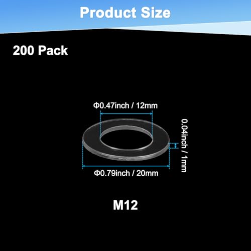 M METERXITY M12 PVC flat washers, 12mm ID, 20mm OD, clear plastic sealing spacer rings mbilu