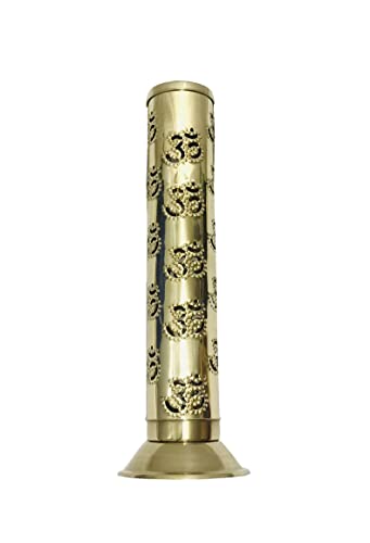 Om Brass Incense Holder Burner Holder Agarbatti Stand/Navaratri/Navratri/Diwali Pooja Aarti Ash Catcher for Home,Inddor,Temple Pooja Tower Stand for Positive Energy Size- Height- 10.2 inch