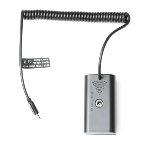 Uonecn NP-F Dummy Battery to USB C Coiled Power Cable with DC Output, 8.2V 4.5A Regulated Output for Sony NP-F550 F570 F970 Battery Adapter, for Atomos Ninja V Shinobi SmallHD Monitor, 16-40in Coiled Cable