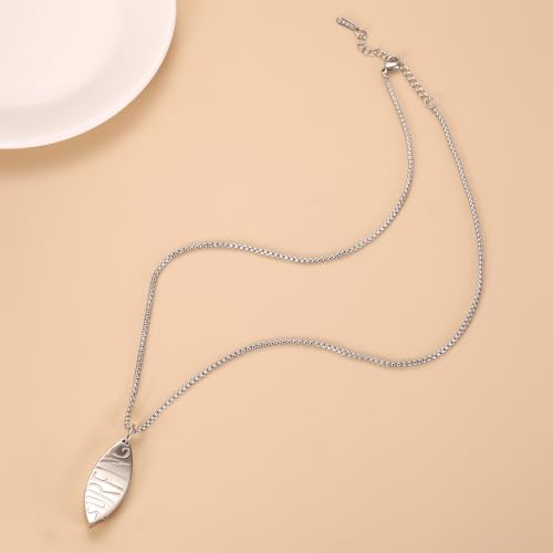 Cremation Jewelry Stainless Steel Surfboard Urn Necklace For Ashes For Women Men Surf Keepsake Necklace Silver