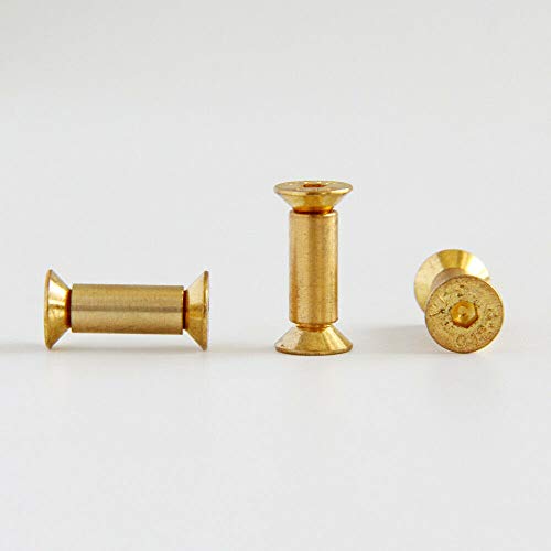 TEAMWILL brass knife handle pin rivets, 10-piece set with flat hex head screws for knife fastening