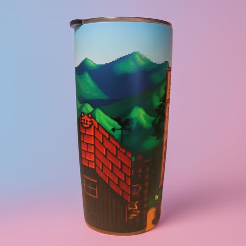 Boosted Retro Game Stats Tumbler, 20 Oz Insulated Stainless Steel Coffee Travel Cup