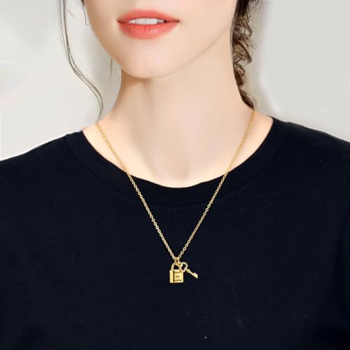Imrsanl Padlock Cremation Jewelry Urn Necklace for Ashes Gold