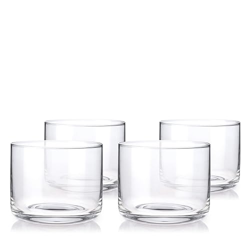Viski Raye Crystal Negroni Glasses, Lowball Cocktail Glasses Premium Crystal Glassware, 8oz Tumbler Glasses Set of 4 Set of 4 - Negroni