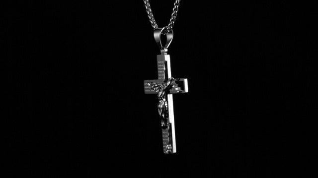 HZMAN Men's Stainless Steel Cross Crucifix Bible Prayer Pendant Necklace Jewelry Gift 22+2" Chain Gold