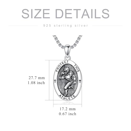 PROESS Protection Necklace 925 Sterling Silver Amulet Jewelry for Women Men St Sebastian Football