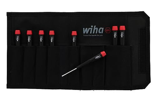 Wiha 26799 8-piece Torx screwdriver set with red handles, arranged in a holder