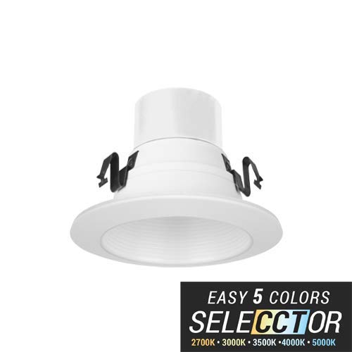 Elite REL437-CCT Series LED Retrofit Baffle Trim, Color SeleCCTor 2700K/3000K/3500K/4000K/5000K (White, 4") White 4"
