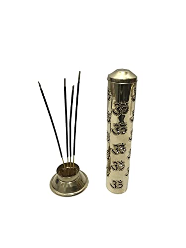 Om Brass Incense Holder Burner Holder Agarbatti Stand/Navaratri/Navratri/Diwali Pooja Aarti Ash Catcher for Home,Inddor,Temple Pooja Tower Stand for Positive Energy Size- Height- 10.2 inch