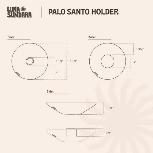 Luna Sundara Handmade Ceramic Palo Santo Holder with 5 Sticks, Brown