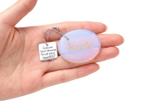 MAIBAOTA Engraved Opalite Crystal Worry Stone for Anxiety Relief Pocket Hug Luck
