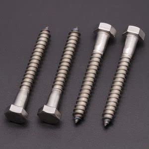 [Australia - AusPower] - (6 PCS) 3/8 x 4" Stainless Steel Hex Lag Screws Bolts, 304 Stainless Steel Hexagon Head Lag Wood Screws, Partial Thread, by RoyceMart 3/8 x 4" 6 