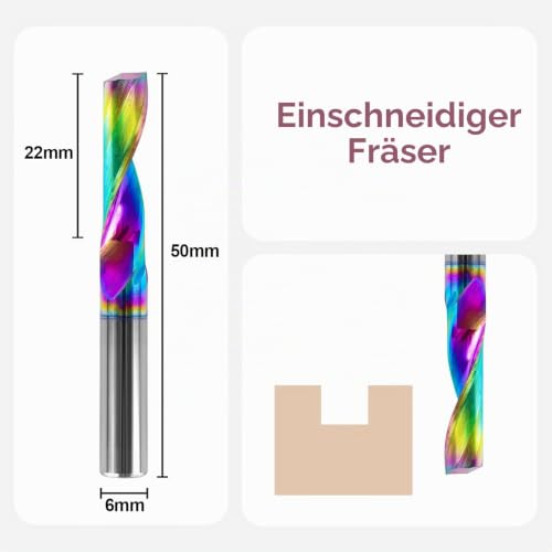 SpeTool Aluminum Milling Cutter 6 mm Shank Single Cutter Solid Carbide Milling Cutter End Milling Cutter Aluminum 22 mm Cutting Length with DLC Coating CNC Milling Cutter Wood for Aluminum Acrylic Brass Pack of 2