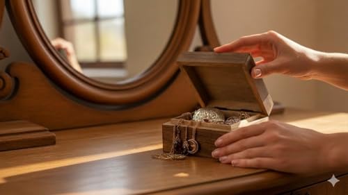 Handmade Wooden Jewelry & Keepsake Box, Decorative Storage Box, 6 x 6 Inch Antique Finish