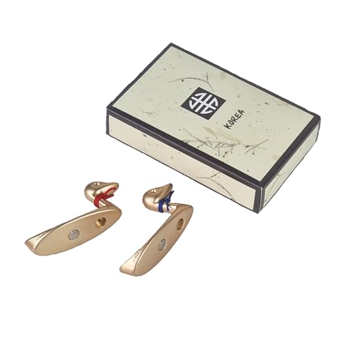 Mandarin Duck Couple Spoon Rest Set - Traditional Korean Harmony Symbol Gold Tone - Magnetic Utensil Holder - Wedding Housewarming Gift